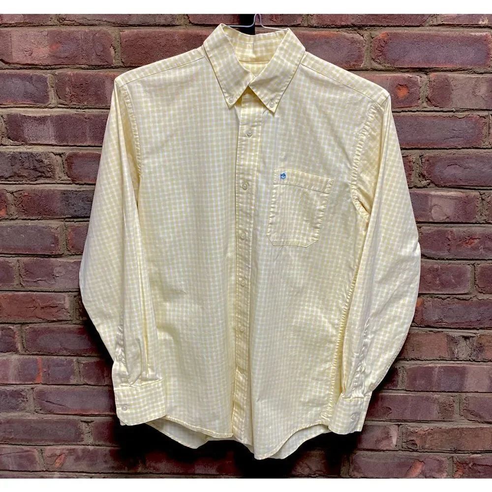 Southern Tide Yellow Check Button Down Shirt Size Small - Picture 2 of 7